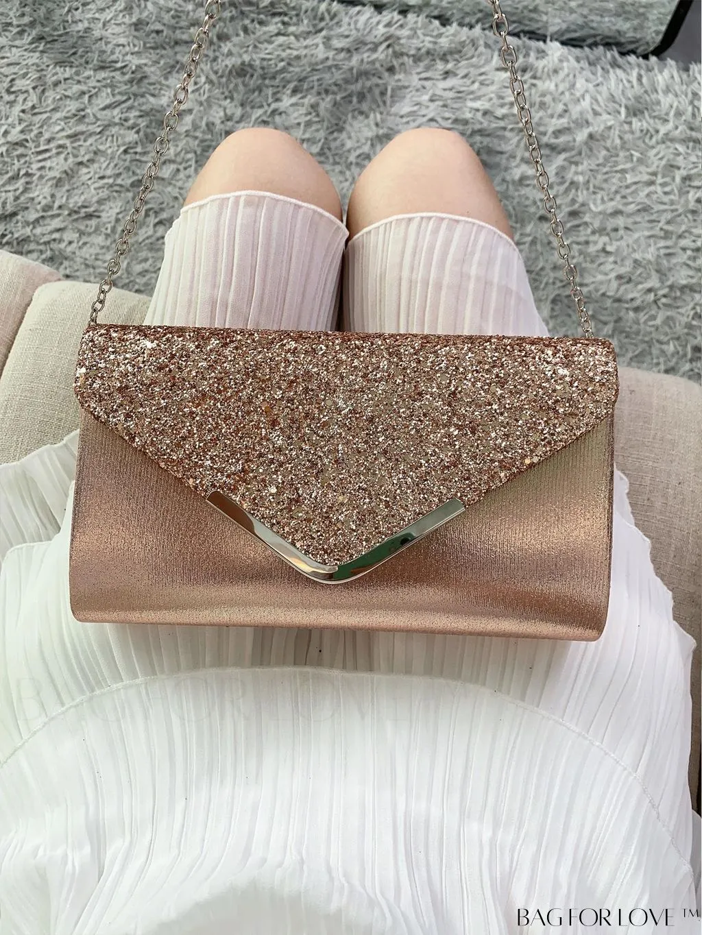 BagForLove - Small Glamorous Glitter Envelope Bag: Perfect for Party Affair