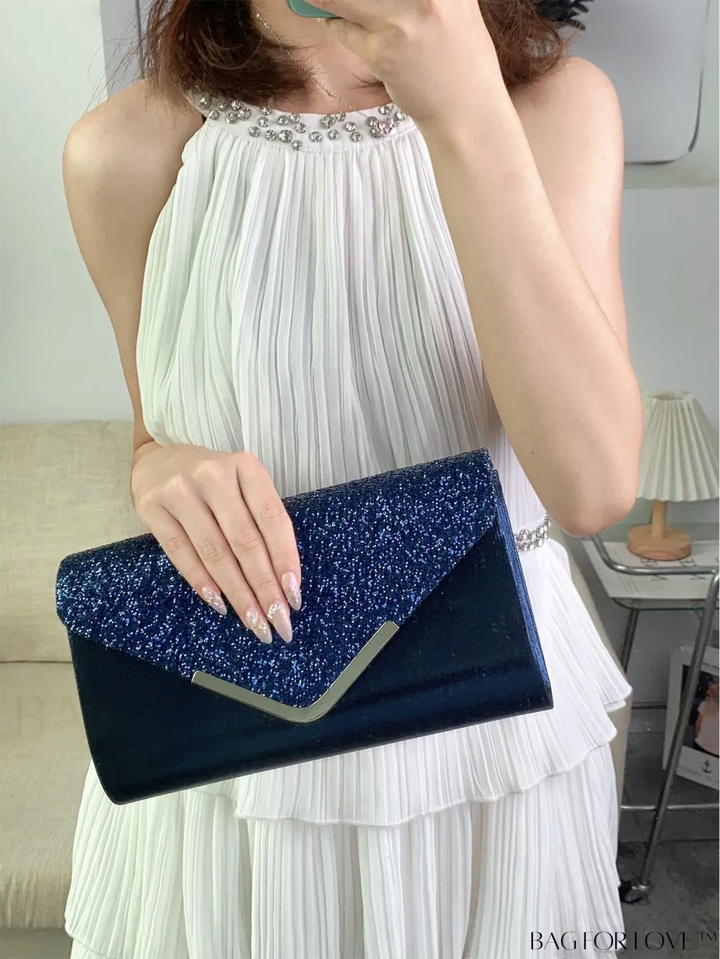 BagForLove - Small Glamorous Glitter Envelope Bag: Perfect for Party Affair