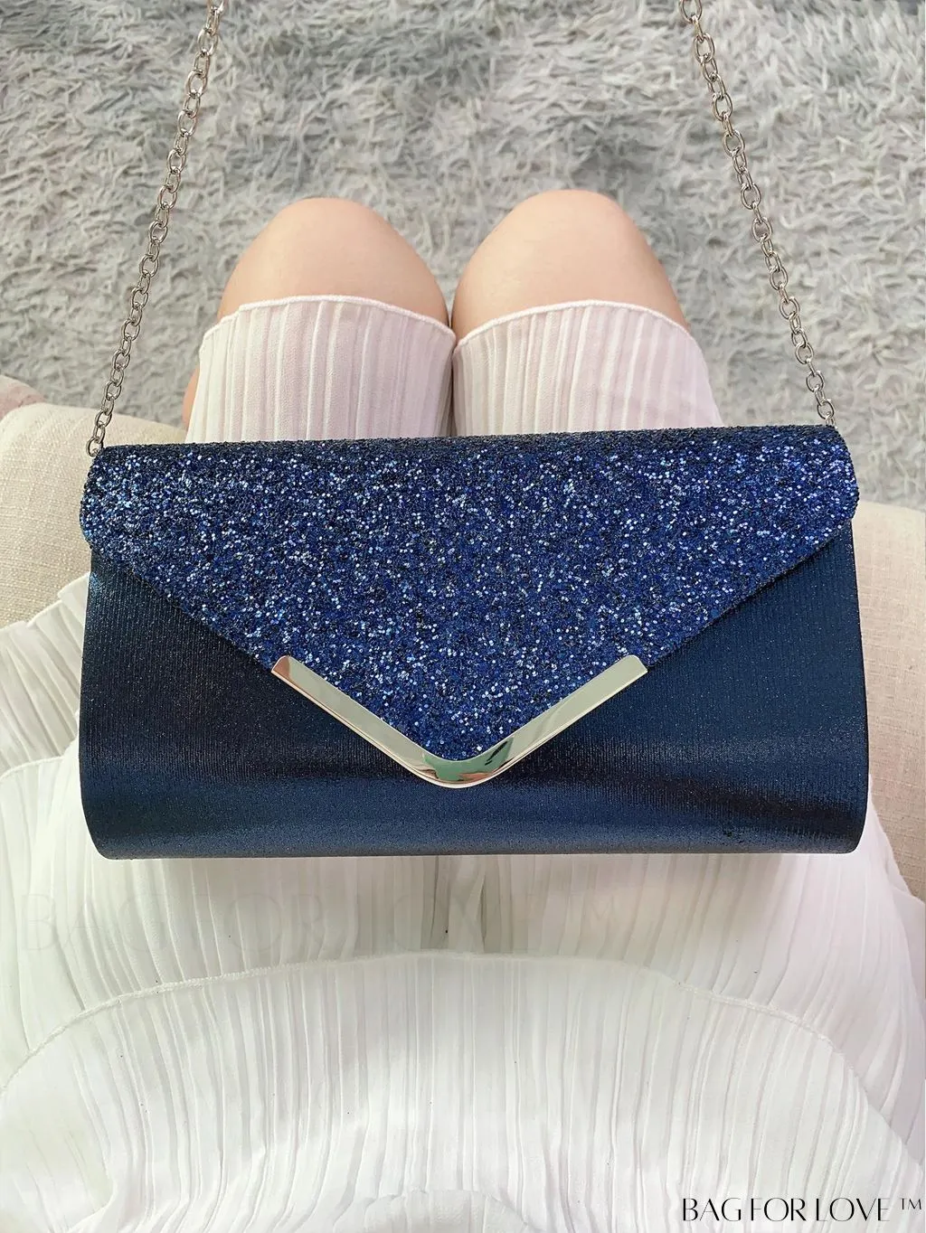 BagForLove - Small Glamorous Glitter Envelope Bag: Perfect for Party Affair