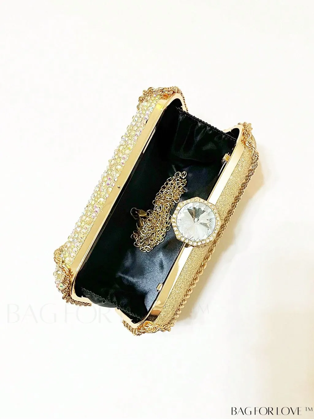 BagForLove - Stunning Rhinestone Chain Mini Box Bag for Glamorous Party Look