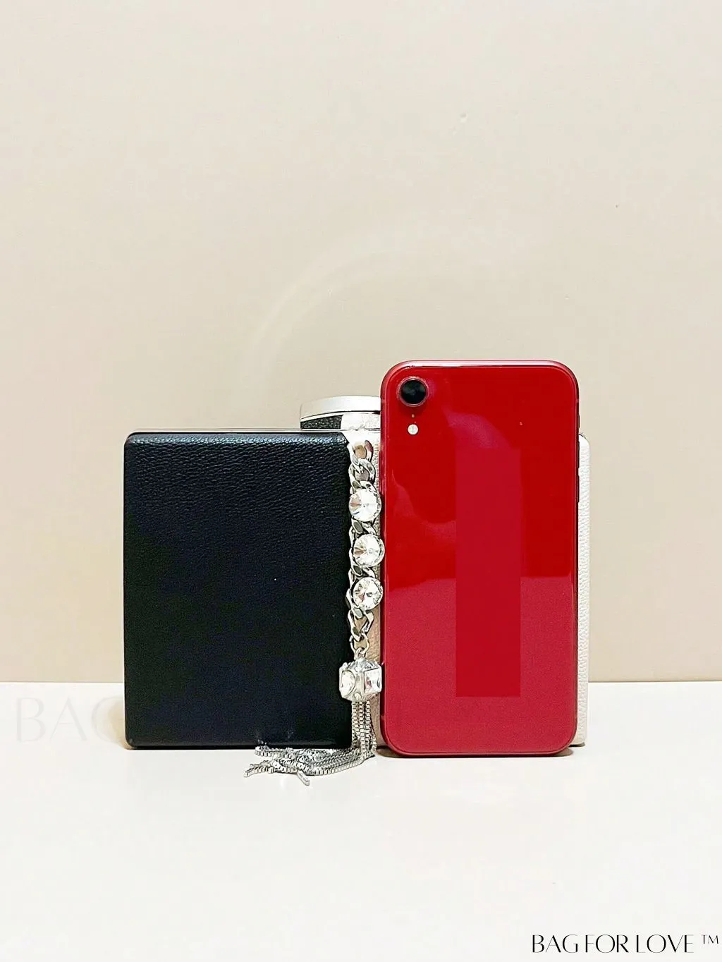 BagForLove - Stylish Mini Box Bag with Two-Tone Design, Rhinestone & Tassel Accent â High-Quality PU