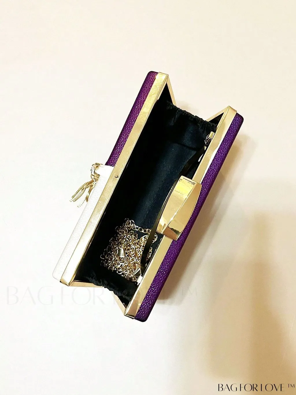 BagForLove - Stylish Mini Box Bag with Two-Tone Design, Rhinestone & Tassel Accent â High-Quality PU