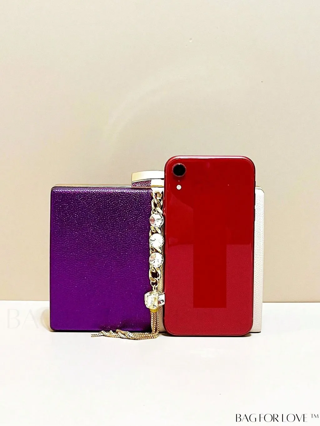 BagForLove - Stylish Mini Box Bag with Two-Tone Design, Rhinestone & Tassel Accent â High-Quality PU