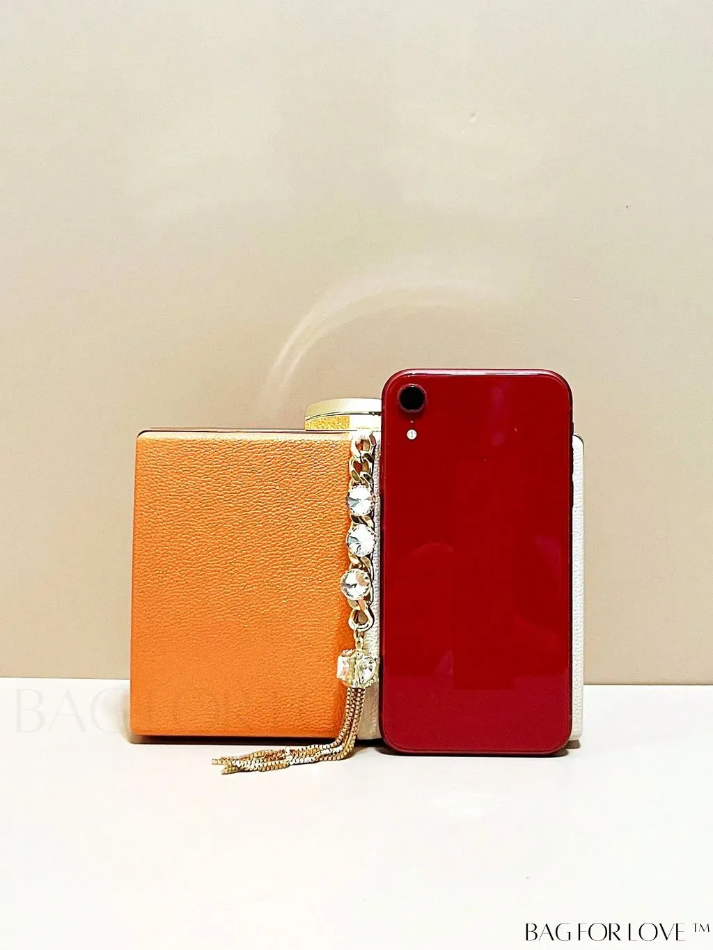 BagForLove - Stylish Mini Box Bag with Two-Tone Design, Rhinestone & Tassel Accent â High-Quality PU