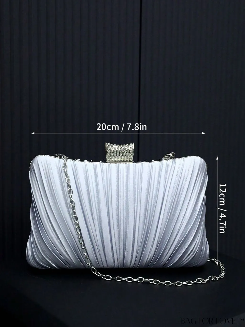BagForLove - Stylish Rhinestone-Embellished Pleated Mini Box Bag, Ideal for Wedding, Prom & Party Events