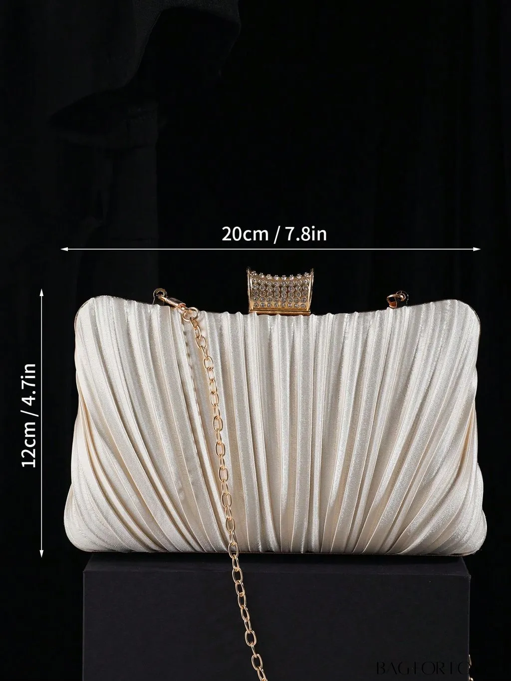 BagForLove - Stylish Rhinestone-Embellished Pleated Mini Box Bag, Ideal for Wedding, Prom & Party Events
