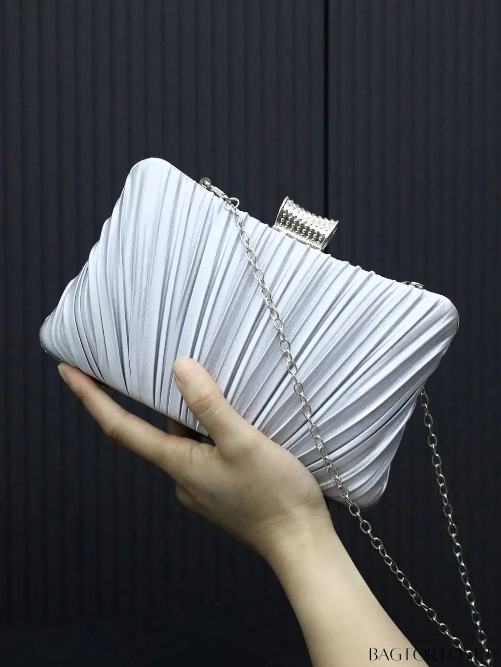 BagForLove - Stylish Rhinestone-Embellished Pleated Mini Box Bag, Ideal for Wedding, Prom & Party Events