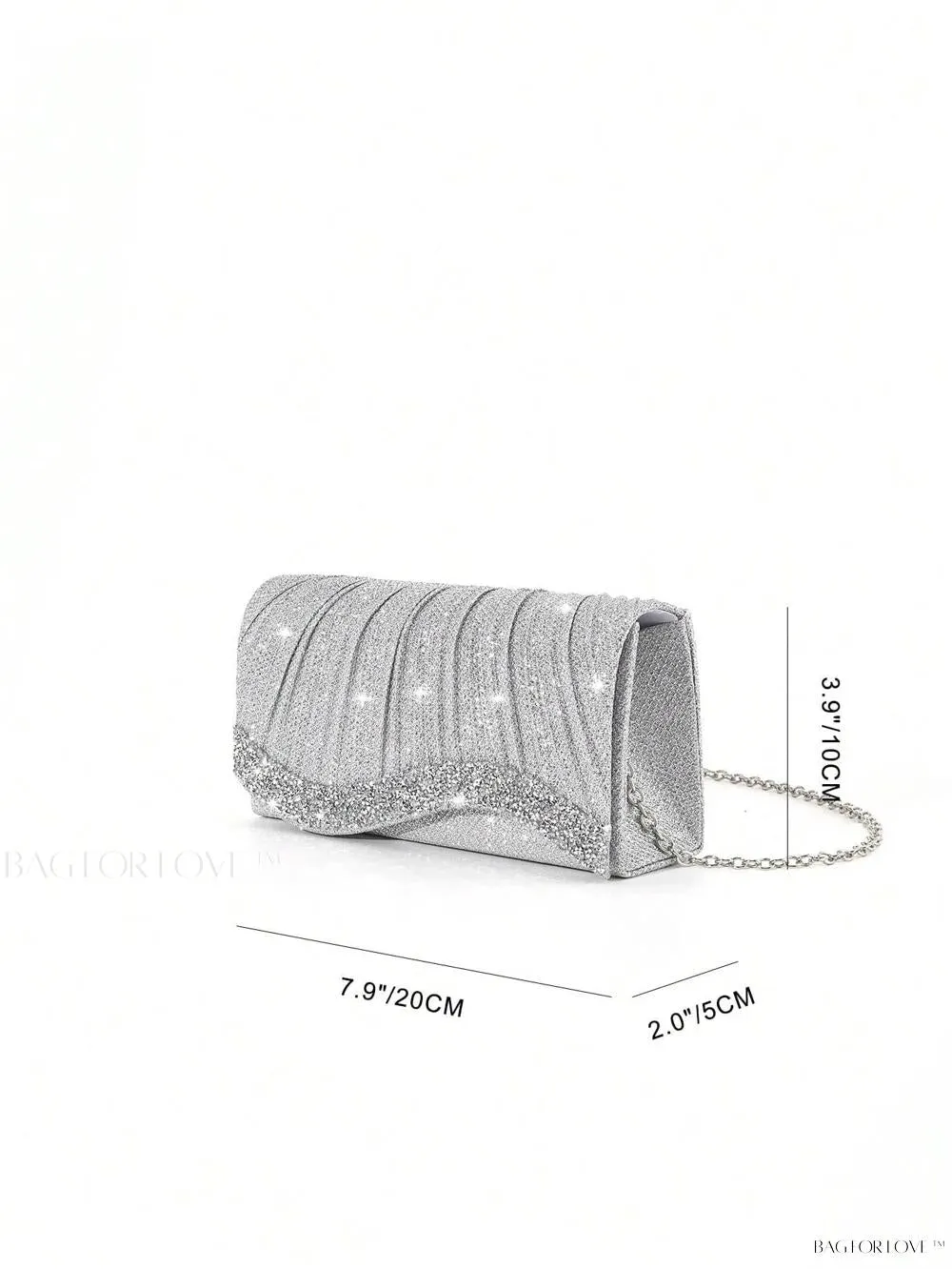 BagForLove - Tiny Sparkling Pleated Clutch Perfect for Weddings and Parties