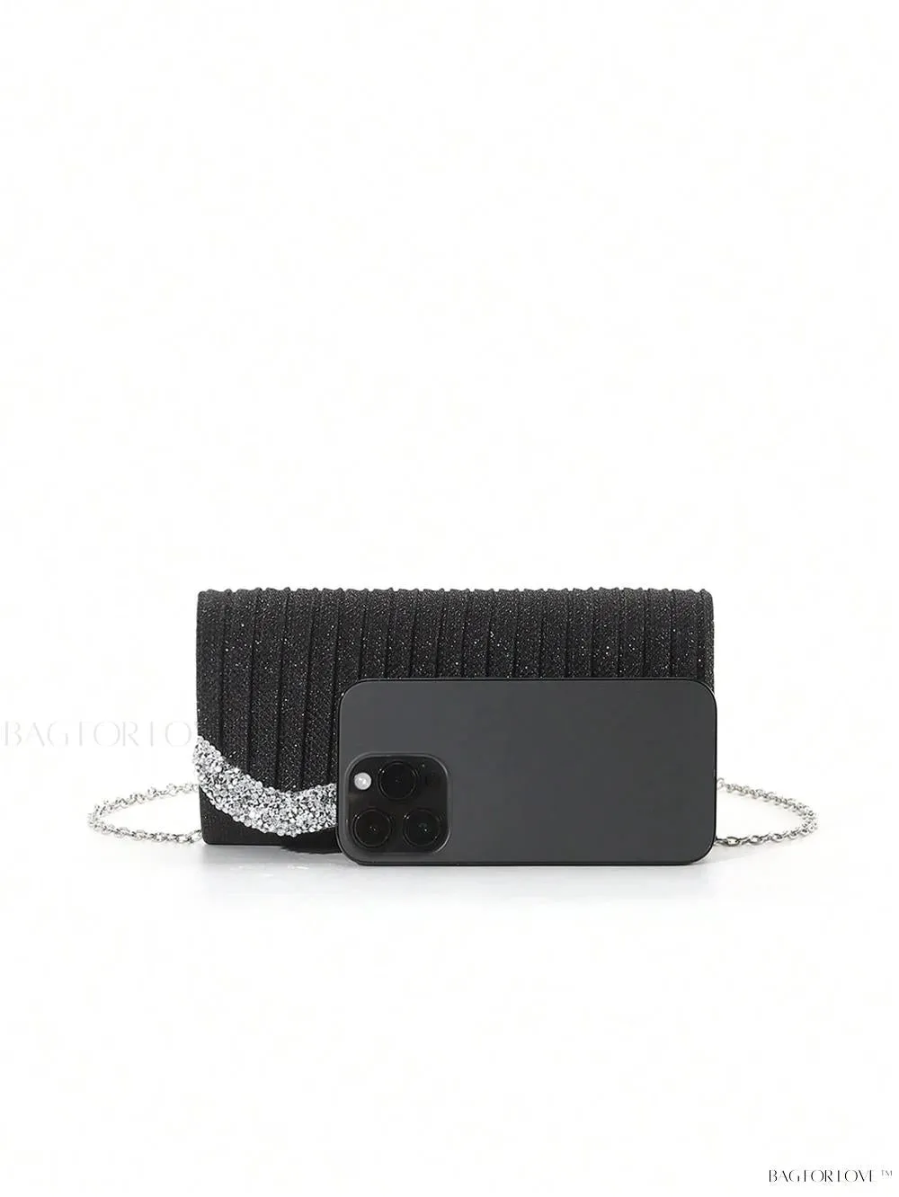 BagForLove - Tiny Sparkling Pleated Clutch Perfect for Weddings and Parties