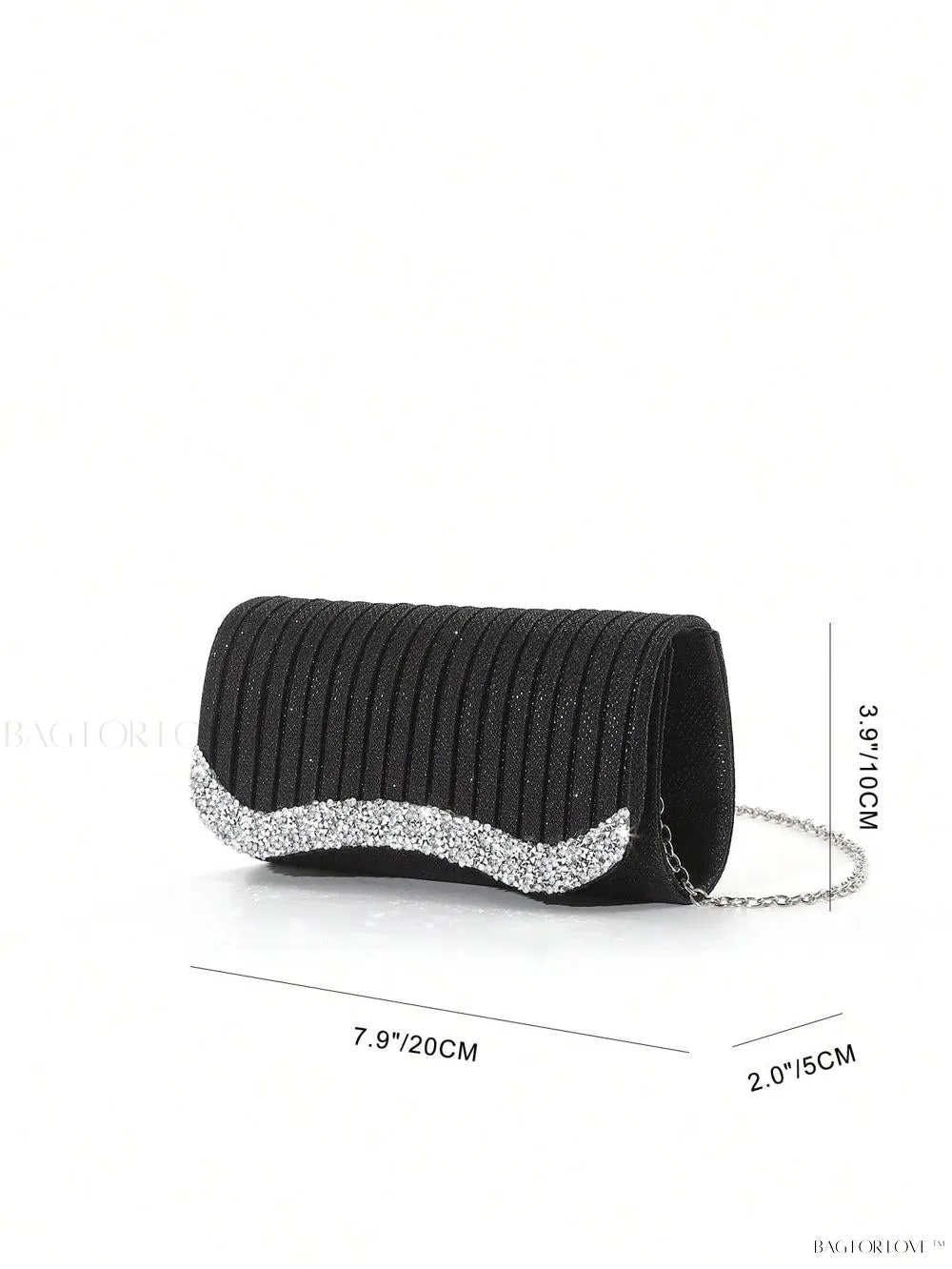 BagForLove - Tiny Sparkling Pleated Clutch Perfect for Weddings and Parties