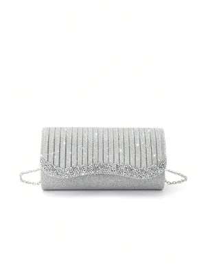BagForLove - Tiny Sparkling Pleated Clutch Perfect for Weddings and Parties