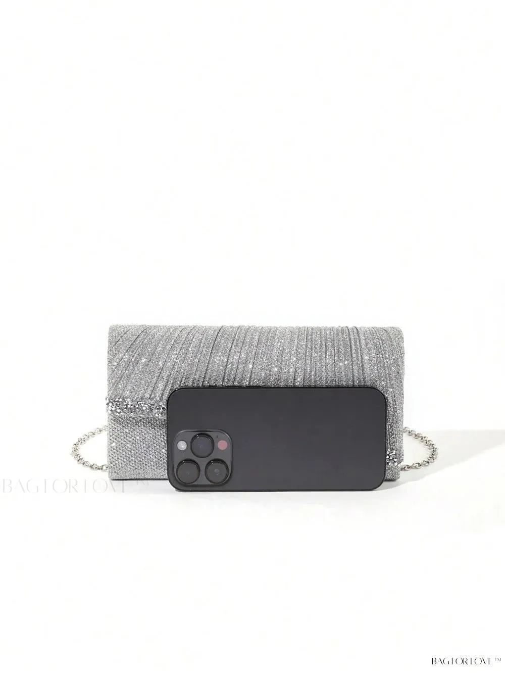BagForLove - Tiny Sparkling Pleated Clutch Perfect for Weddings and Parties