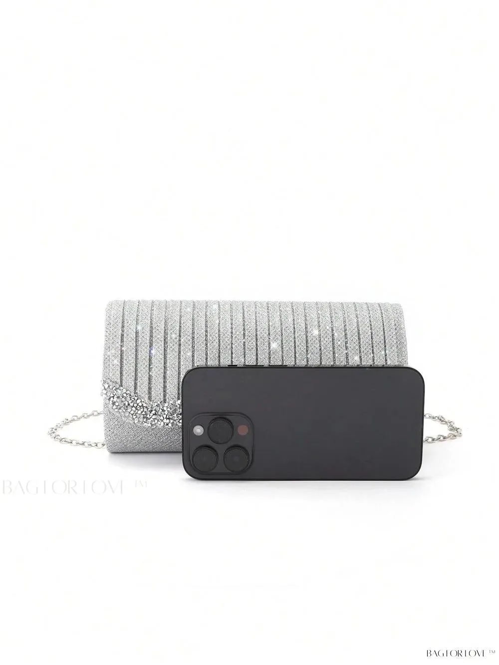 BagForLove - Tiny Sparkling Pleated Clutch Perfect for Weddings and Parties