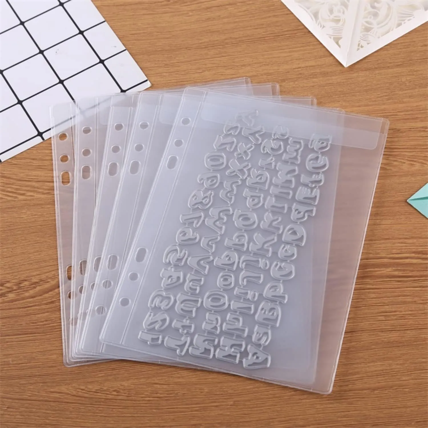 BAOFALI 15PCS Binder Loose Leaf Bags with 5 PCS Tab Binder Dividers and 1pcs 6 Ring Binder Cover for DIY 6 Hole Planner Pages Refill Insert Insert Scrapbooking Paper Card Craft Cutting Dies Storage