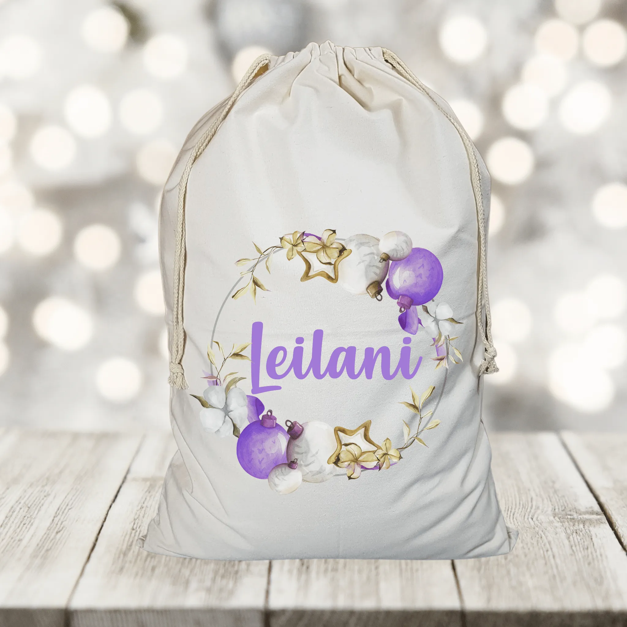 BAUBLE PURPLE SANTA SACK