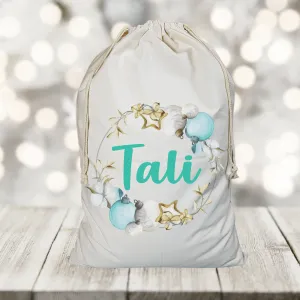 BAUBLE TEAL SANTA SACK