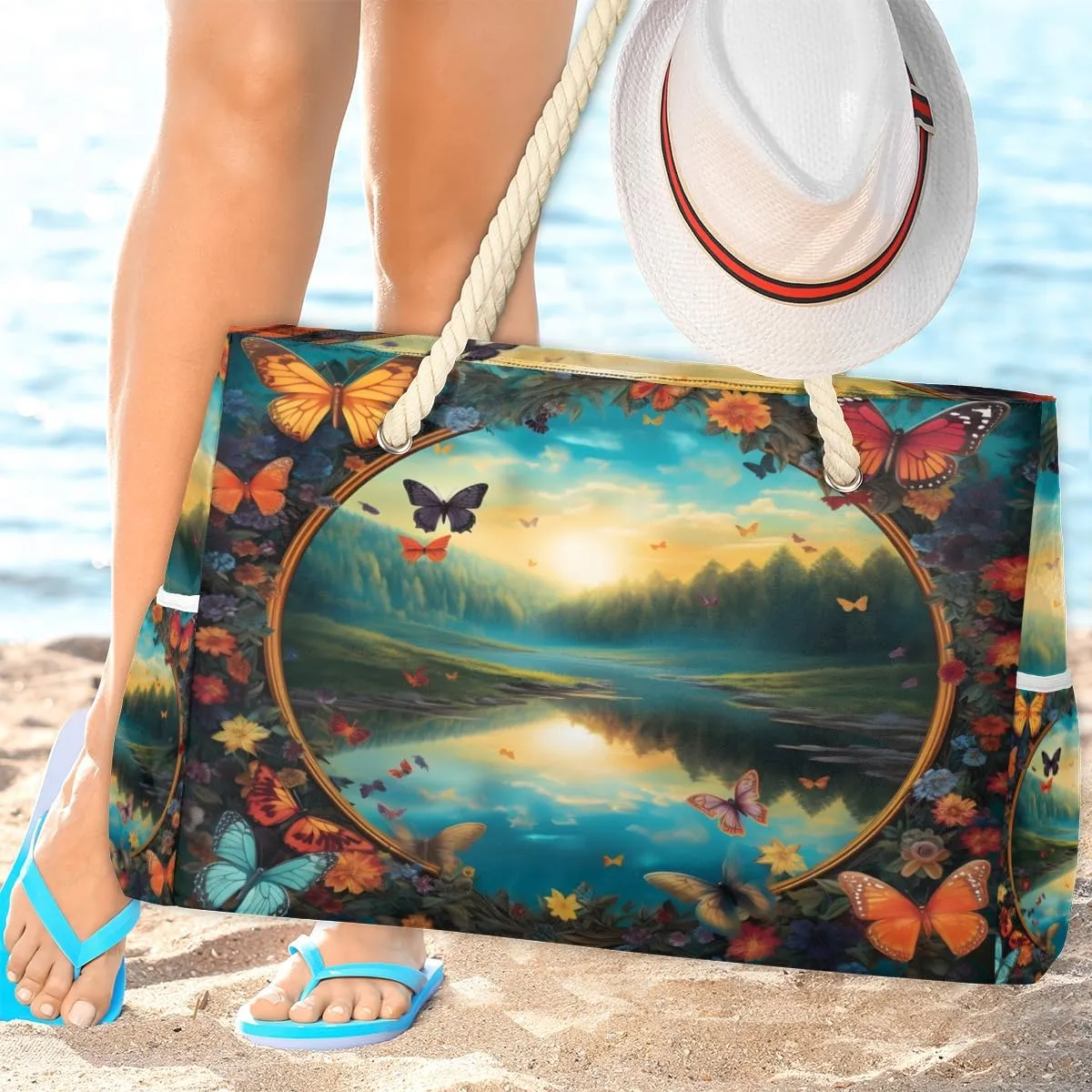 Beach Bags for Women Waterproof Sandproof Large Beach Tote Bag with Zipper Swim Pool Bag for Travel Outdoor