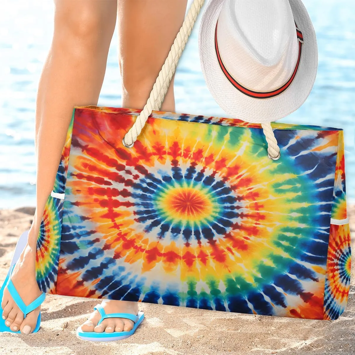 Beach Bags for Women Waterproof Sandproof Large Beach Tote Bag with Zipper Swim Pool Bag for Travel Outdoor
