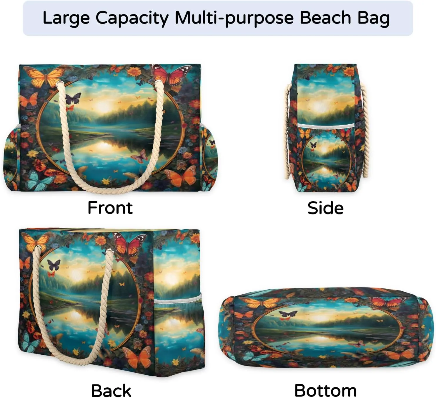 Beach Bags for Women Waterproof Sandproof Large Beach Tote Bag with Zipper Swim Pool Bag for Travel Outdoor