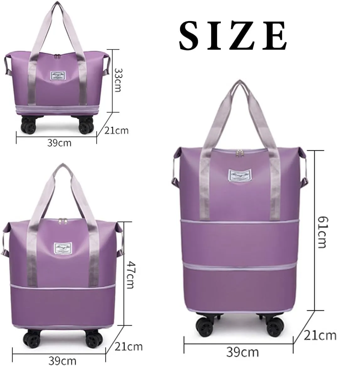 Beente Travel Bag with Wheels - 2025 New Large Capacity Travel Bag, Equipped with Detachable Universal Wheels, The Foldable Carry-On Luggage Bags is Suitable for Trips, (Black)