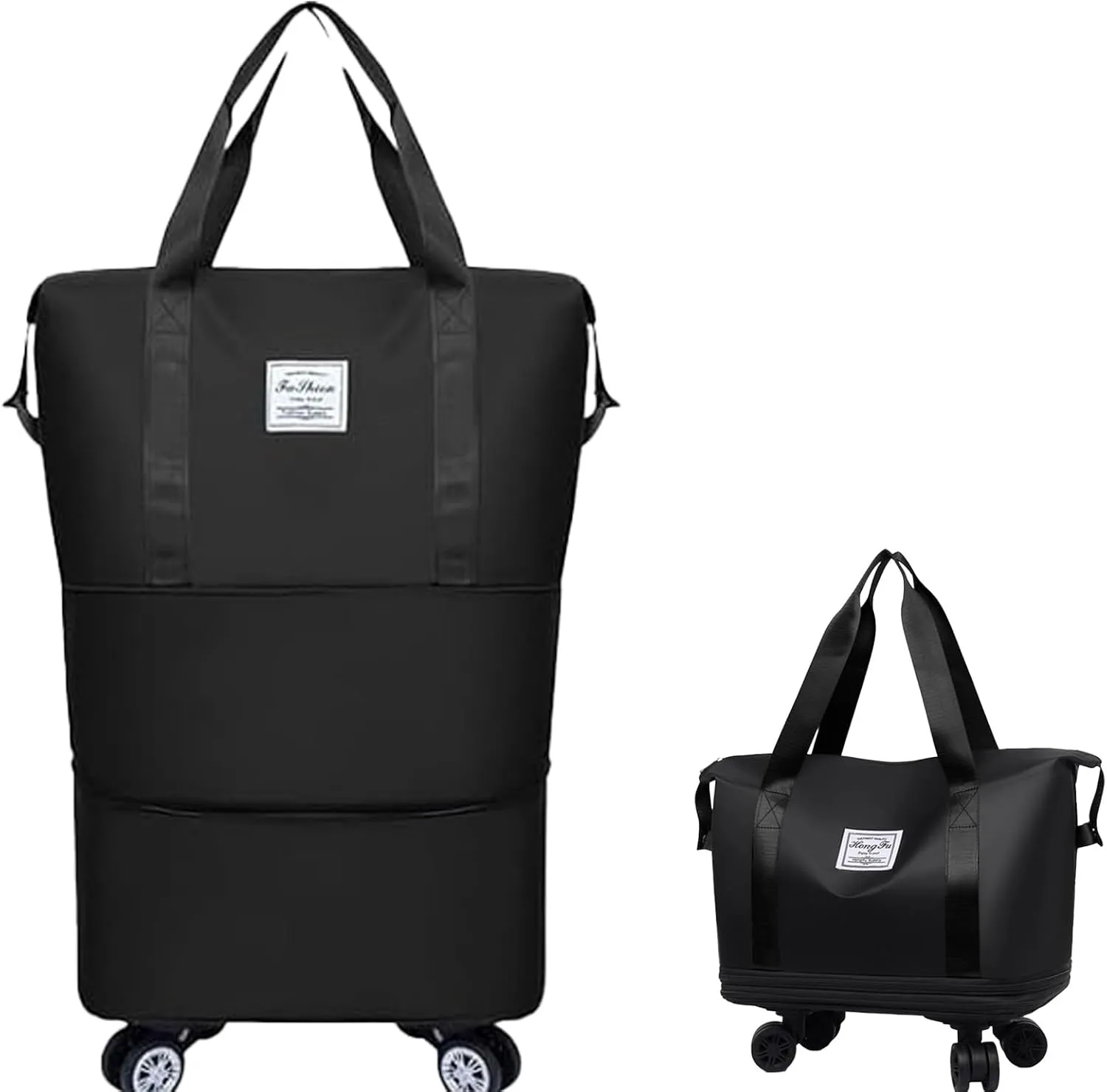 Beente Travel Bag with Wheels - 2025 New Large Capacity Travel Bag, Equipped with Detachable Universal Wheels, The Foldable Carry-On Luggage Bags is Suitable for Trips, (Black)