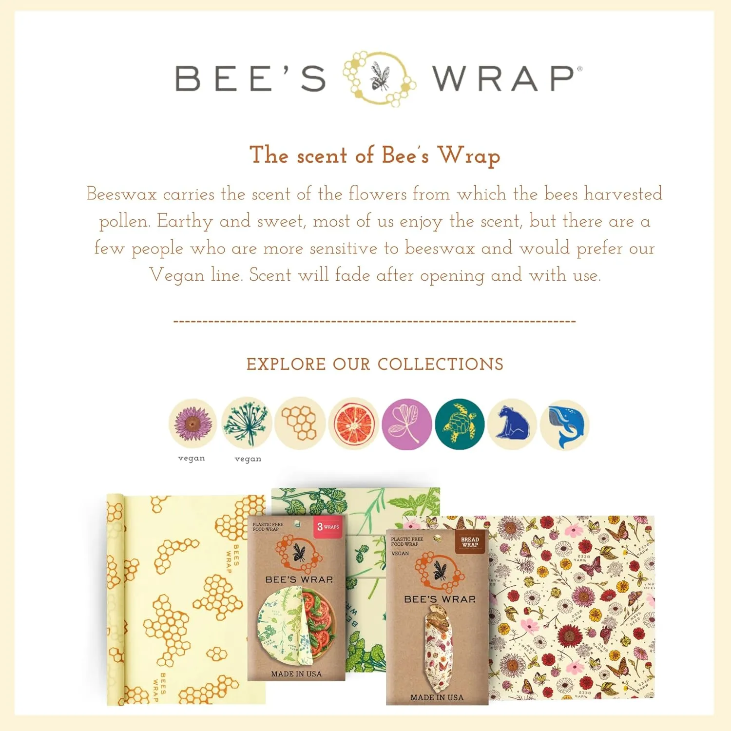 Bee's Wrap Beeswax Wraps for Food - Fresh Fruit 3 Pack (S, M, L) Made in USA Reusable & Organic Food Wraps, Sandwich Wrap & Bowl Covers - Eco-Friendly Alternative to Aluminum Foil & Plastic Wrap