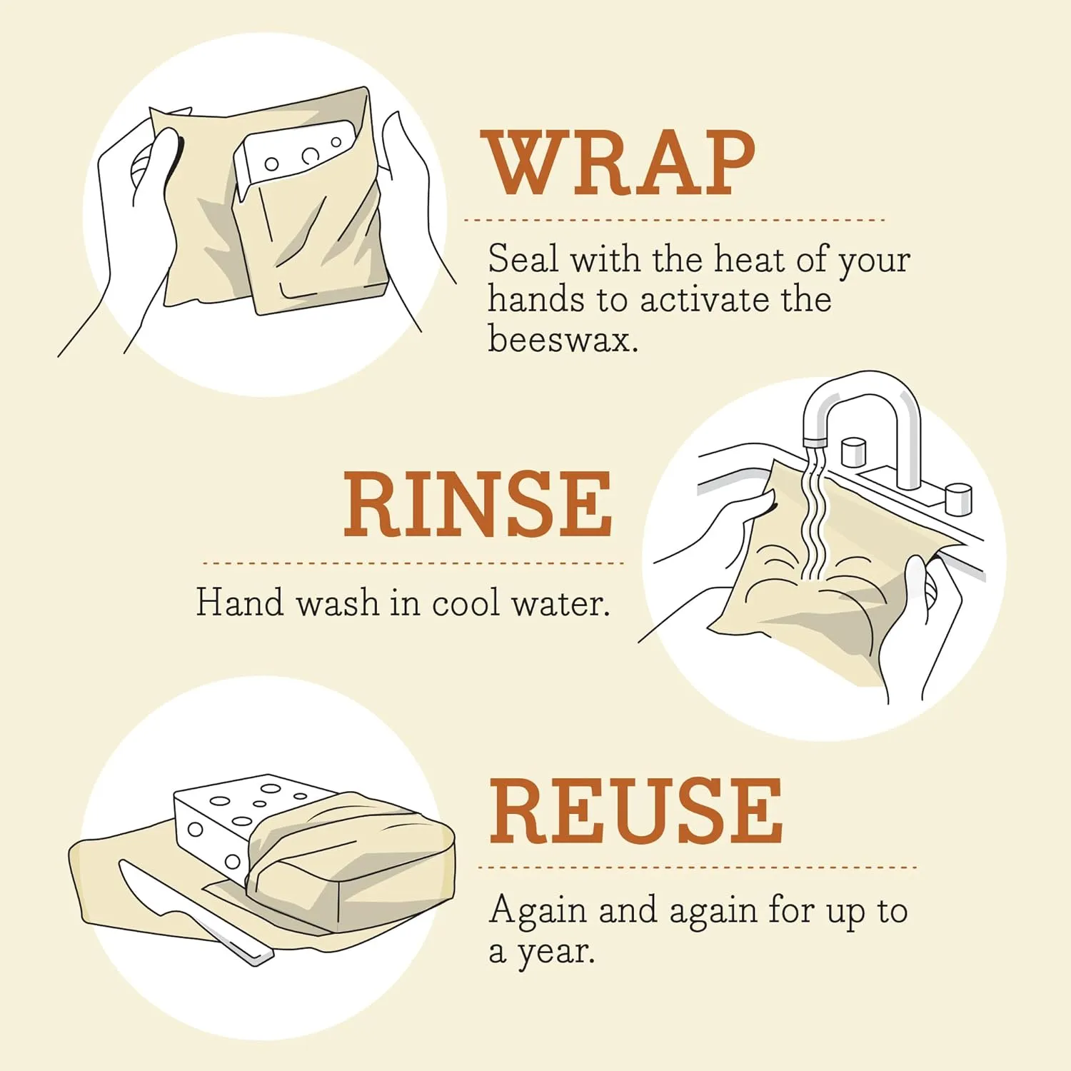 Bee's Wrap Beeswax Wraps for Food - Fresh Fruit 3 Pack (S, M, L) Made in USA Reusable & Organic Food Wraps, Sandwich Wrap & Bowl Covers - Eco-Friendly Alternative to Aluminum Foil & Plastic Wrap