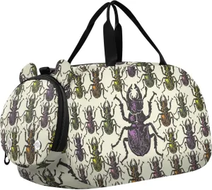 Beetle Colorful Bugs Sports Duffle Bag for Girls Boys, Gym Bag with Shoe Compartment, Kids Travel Overnight Weekender Shoulder Bag