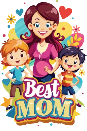 Best Mom Smiling With Kids DTF (direct-to-film) Transfer
