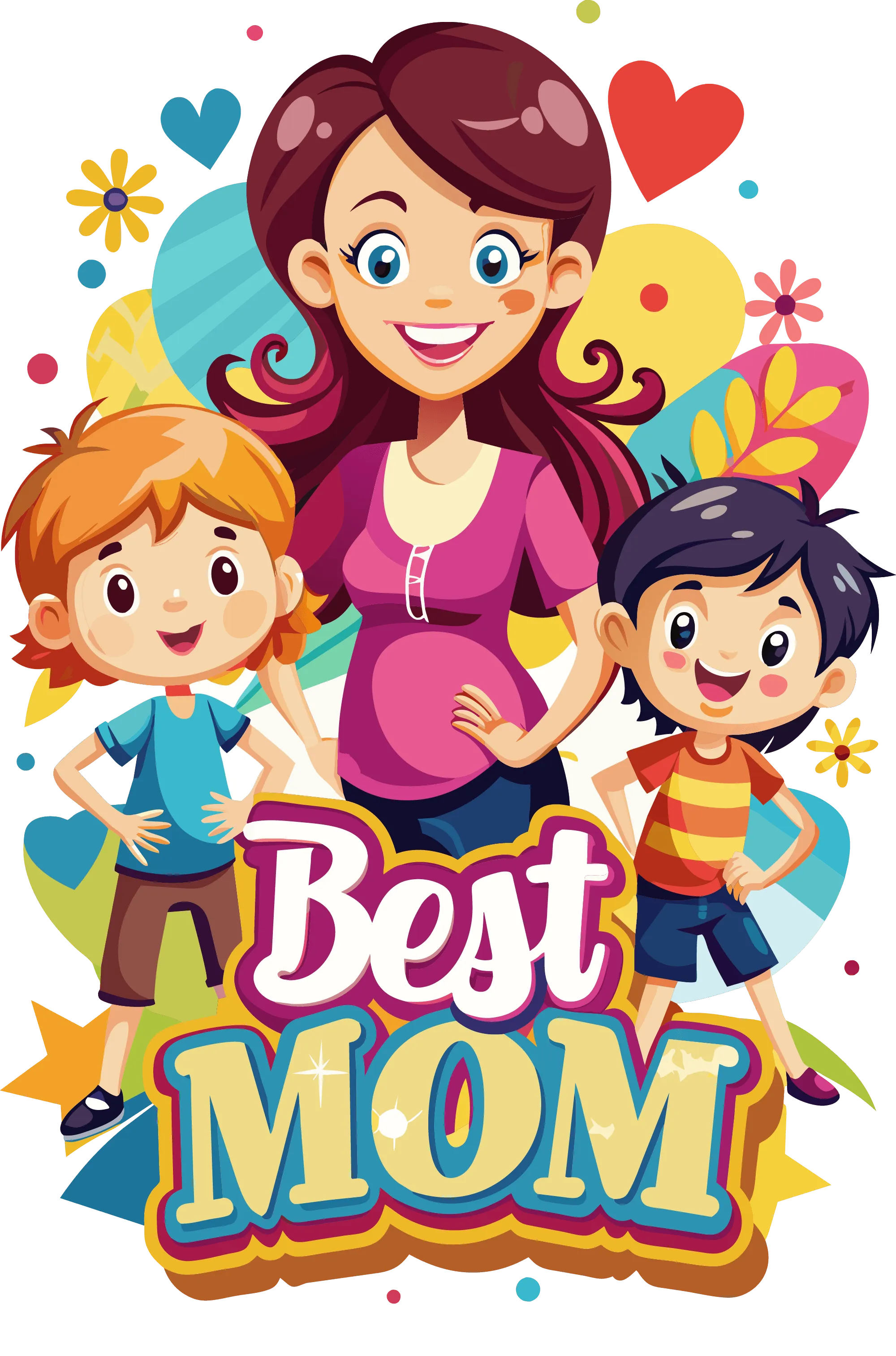 Best Mom Smiling With Kids DTF (direct-to-film) Transfer