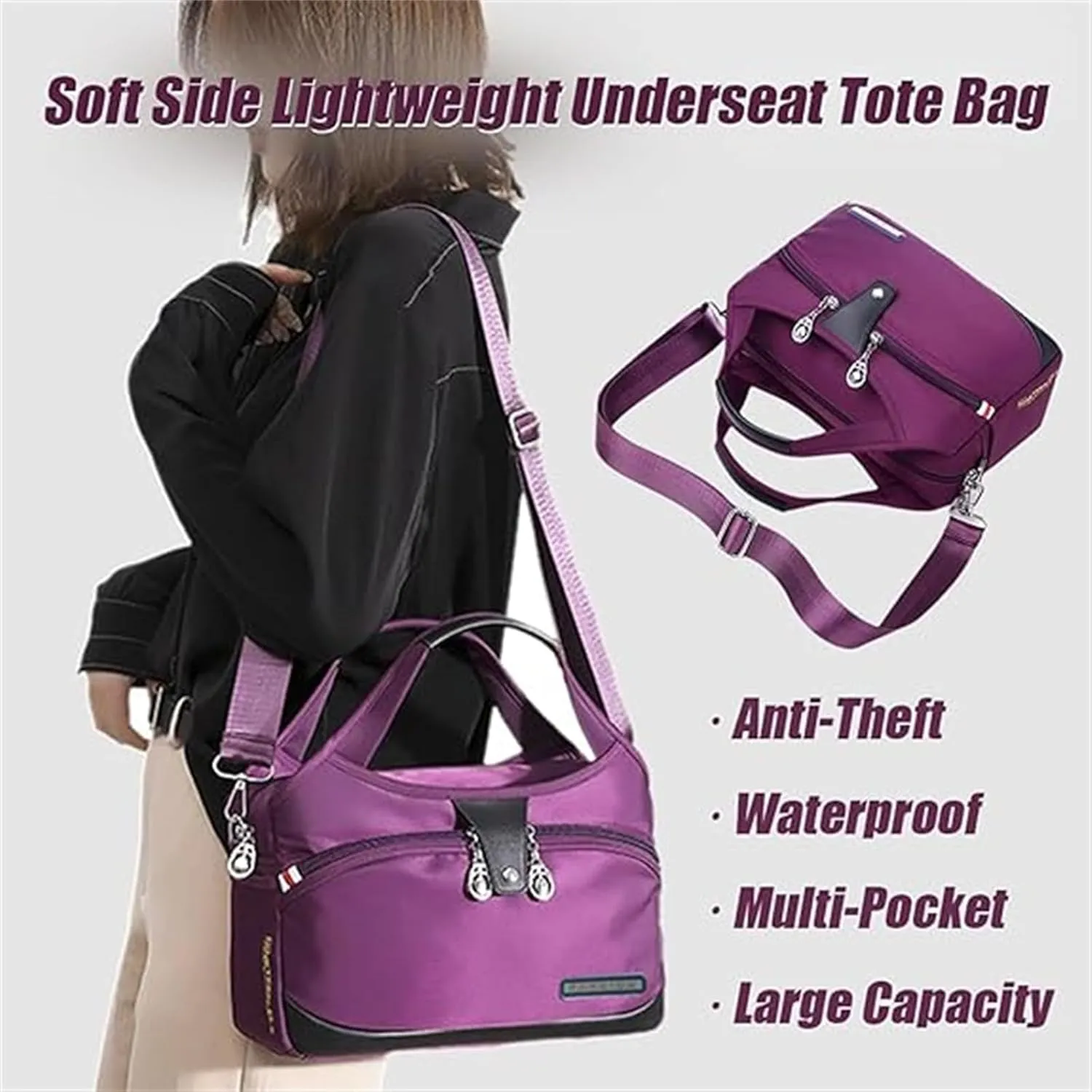 Blaciokamith Tote Bag, 2025 New Blaciokamith Soft Side Lightweight Underseat Tote Bag, Women's Crossbody Bags