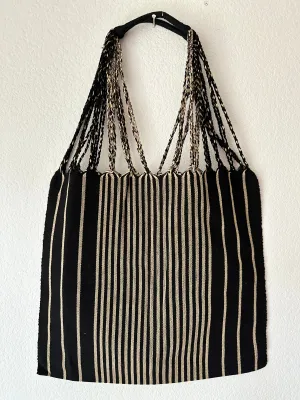 Black and Beige Loom Tote Bag