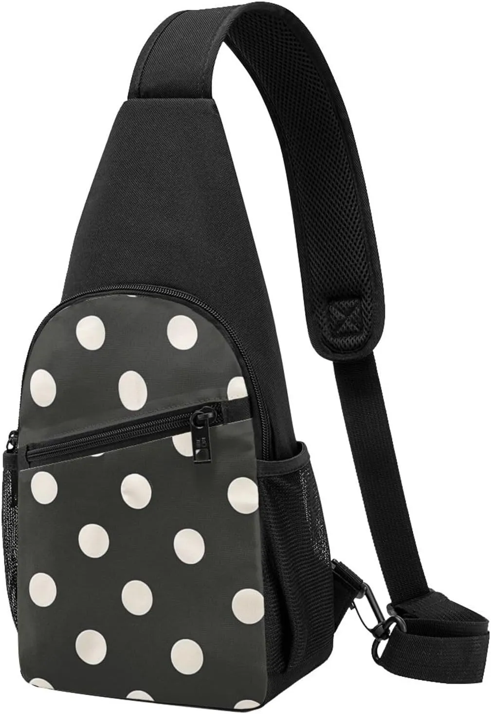 Black and White Polka Dot Printed Chest Bag Chest Shoulder Crossbody Bag for Men Women - Travel Chest Pack Hiking Shoulder Bags, Black, One Size, Casual Daypack