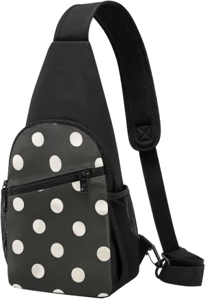 Black and White Polka Dot Printed Chest Bag Chest Shoulder Crossbody Bag for Men Women - Travel Chest Pack Hiking Shoulder Bags, Black, One Size, Casual Daypack