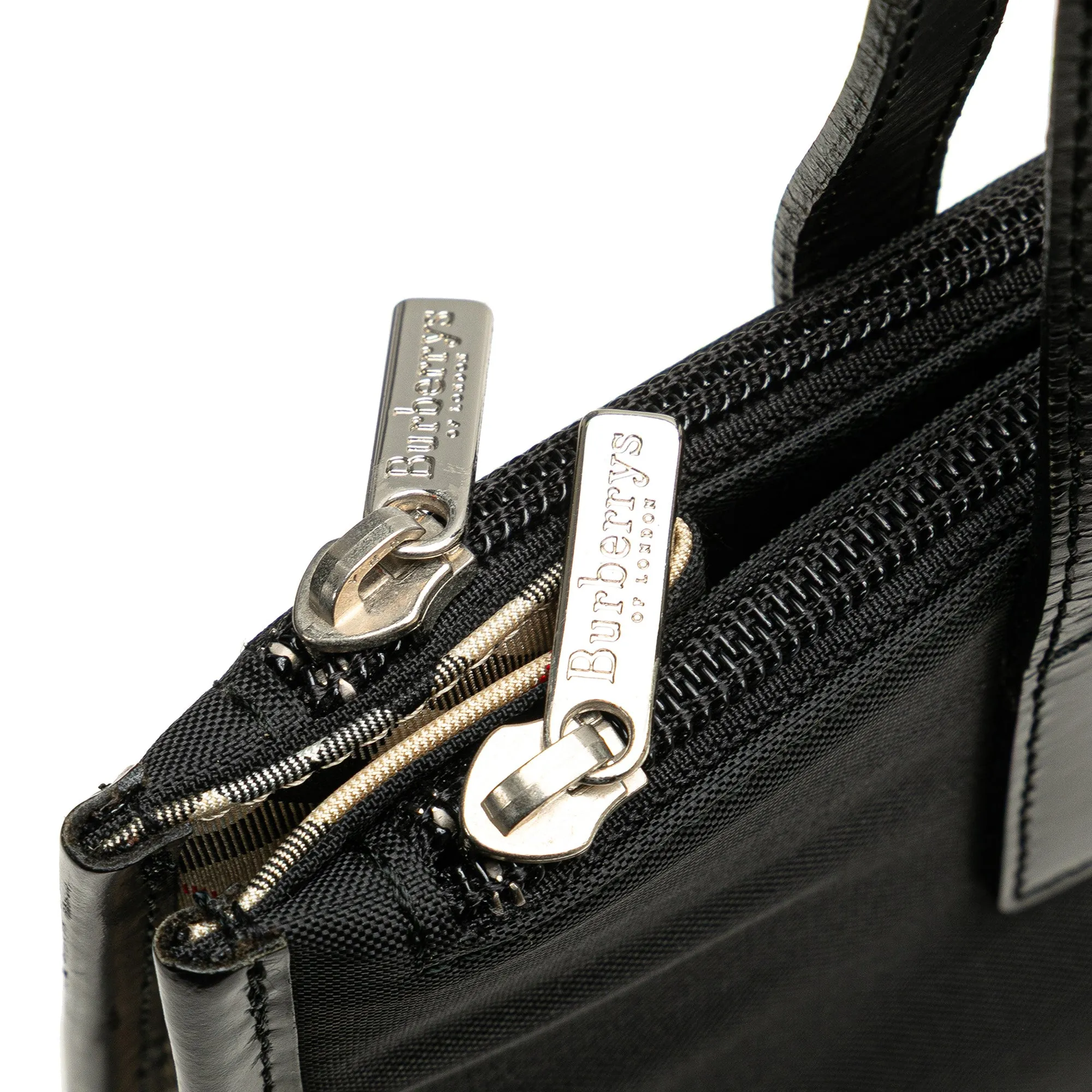 Black Burberry Nova Check Trimmed Nylon Tote