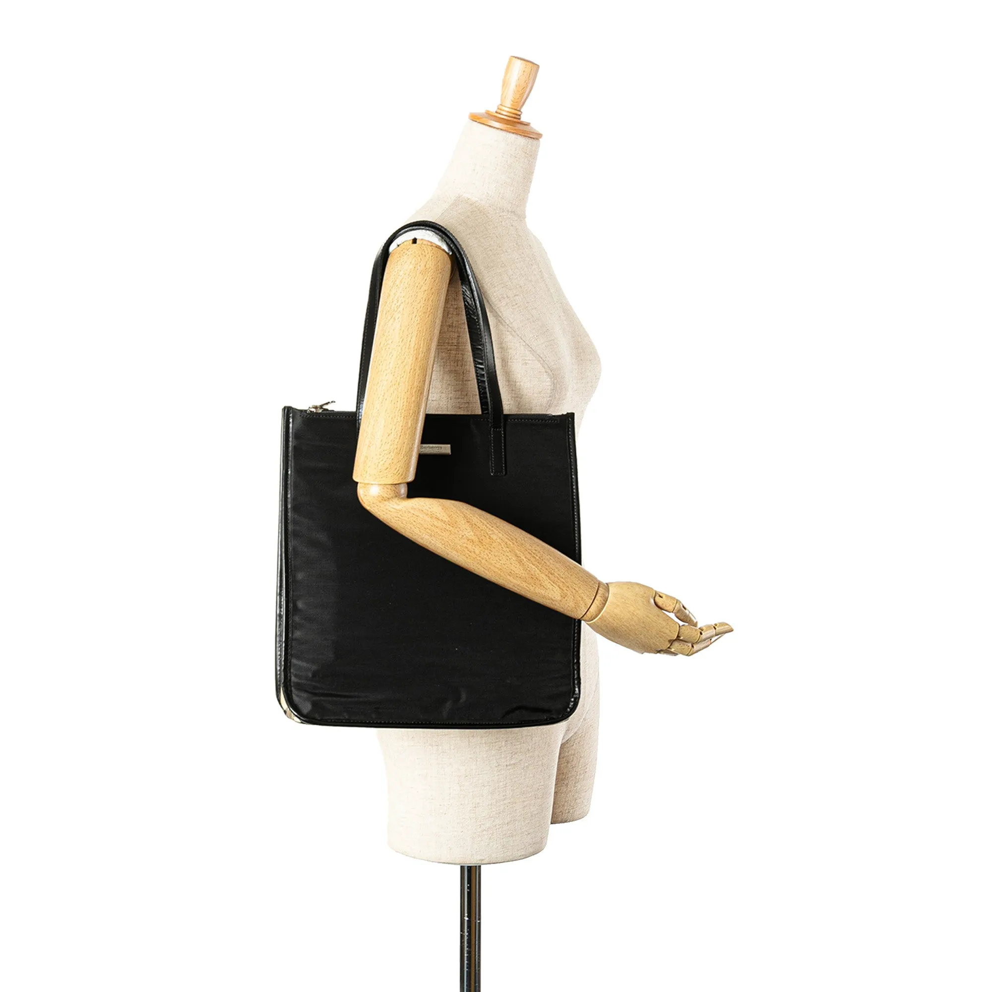 Black Burberry Nova Check Trimmed Nylon Tote