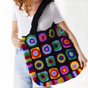 Black Crochet Rainbow Bag