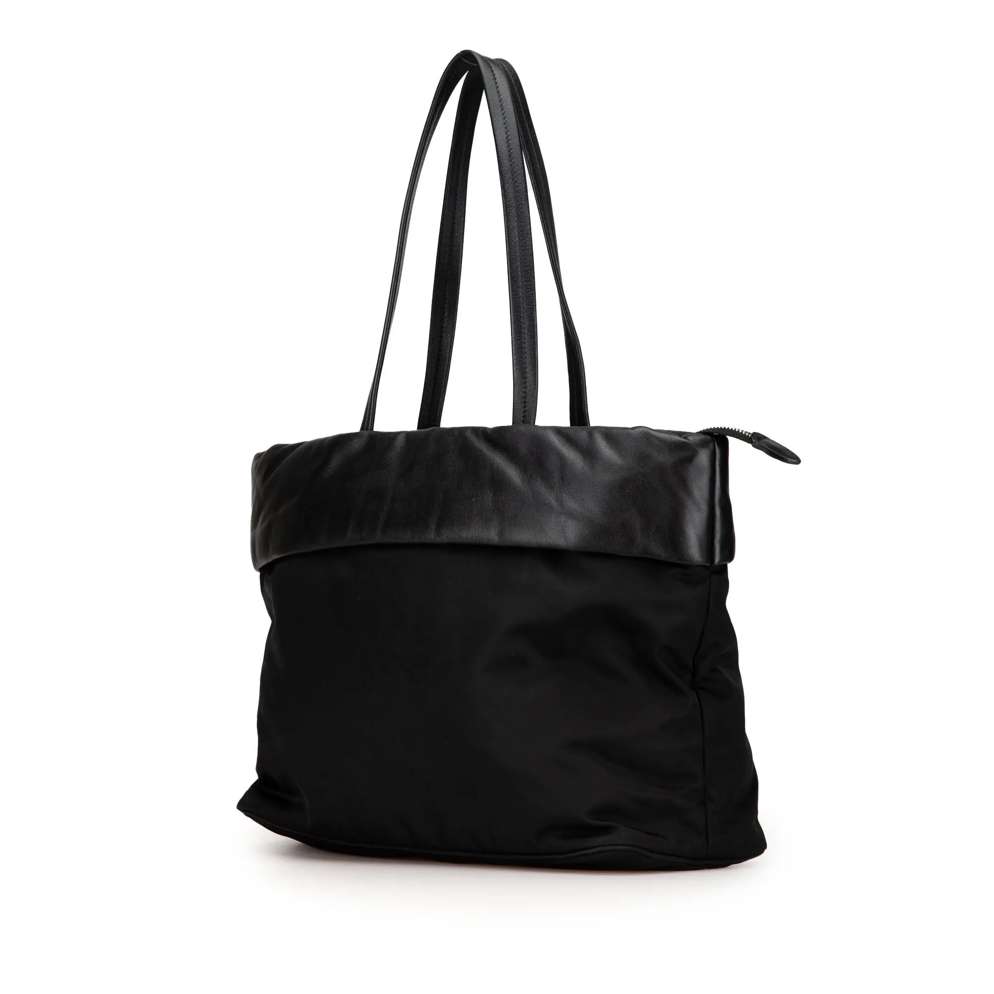 Black Prada Nappa Trimmed Tessuto Satchel