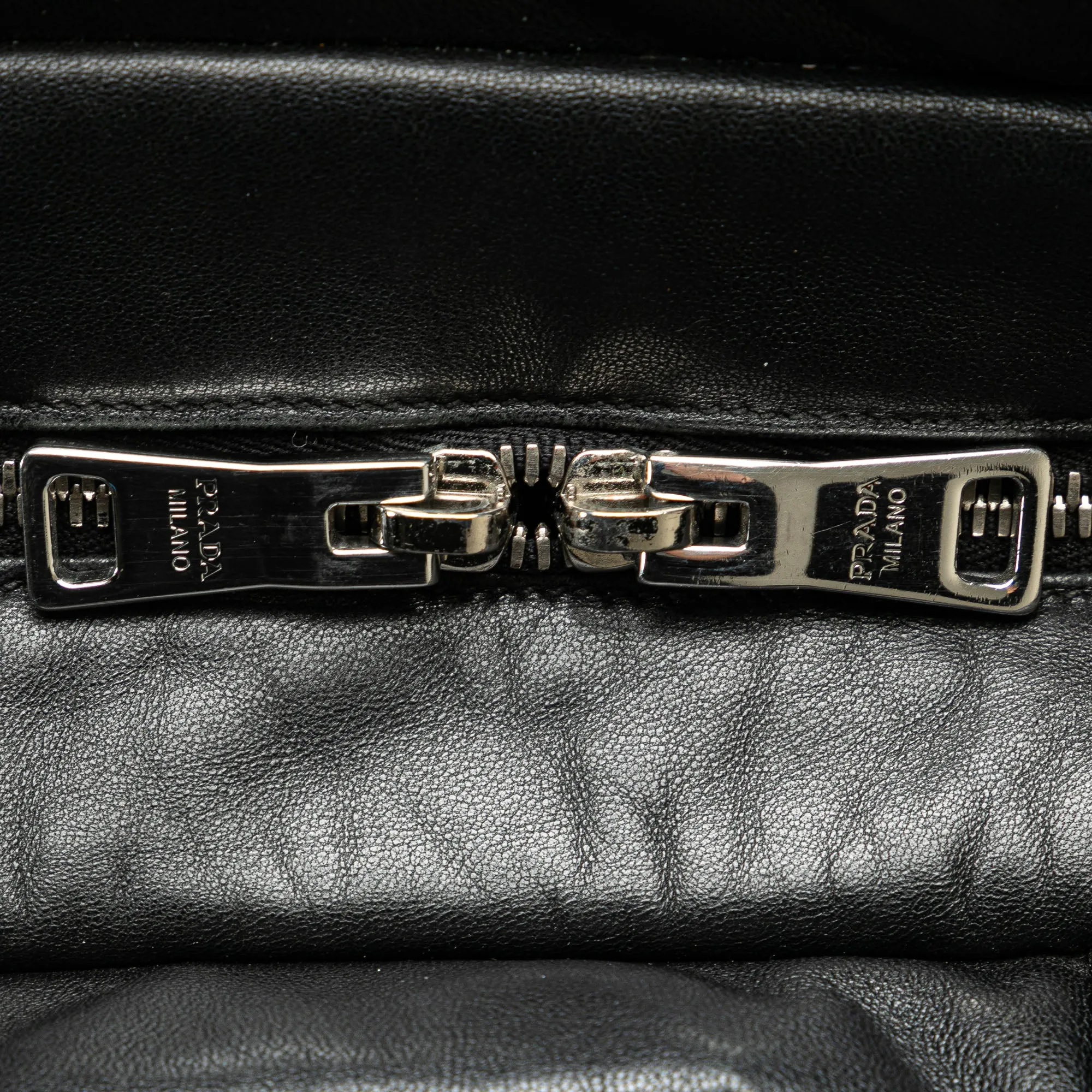 Black Prada Nappa Trimmed Tessuto Satchel