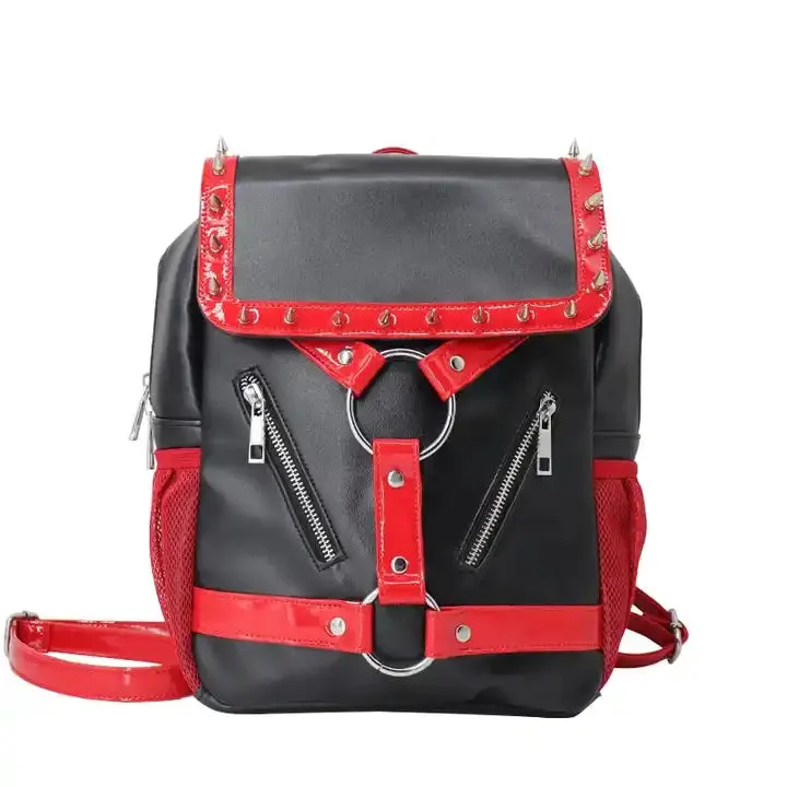 Black Red Gothic Rivet Backpack