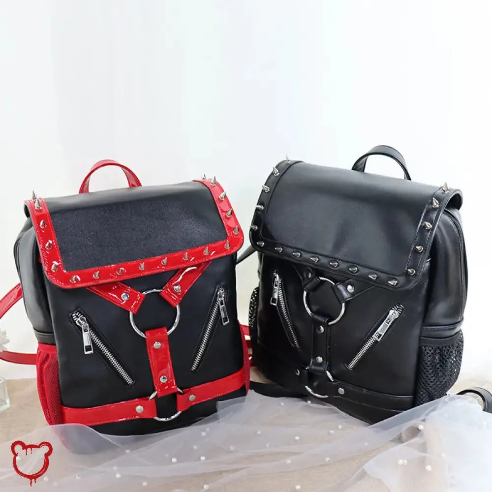 Black Red Gothic Rivet Backpack