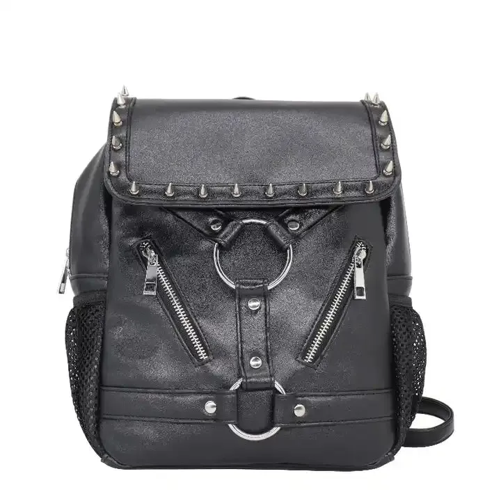 Black Red Gothic Rivet Backpack