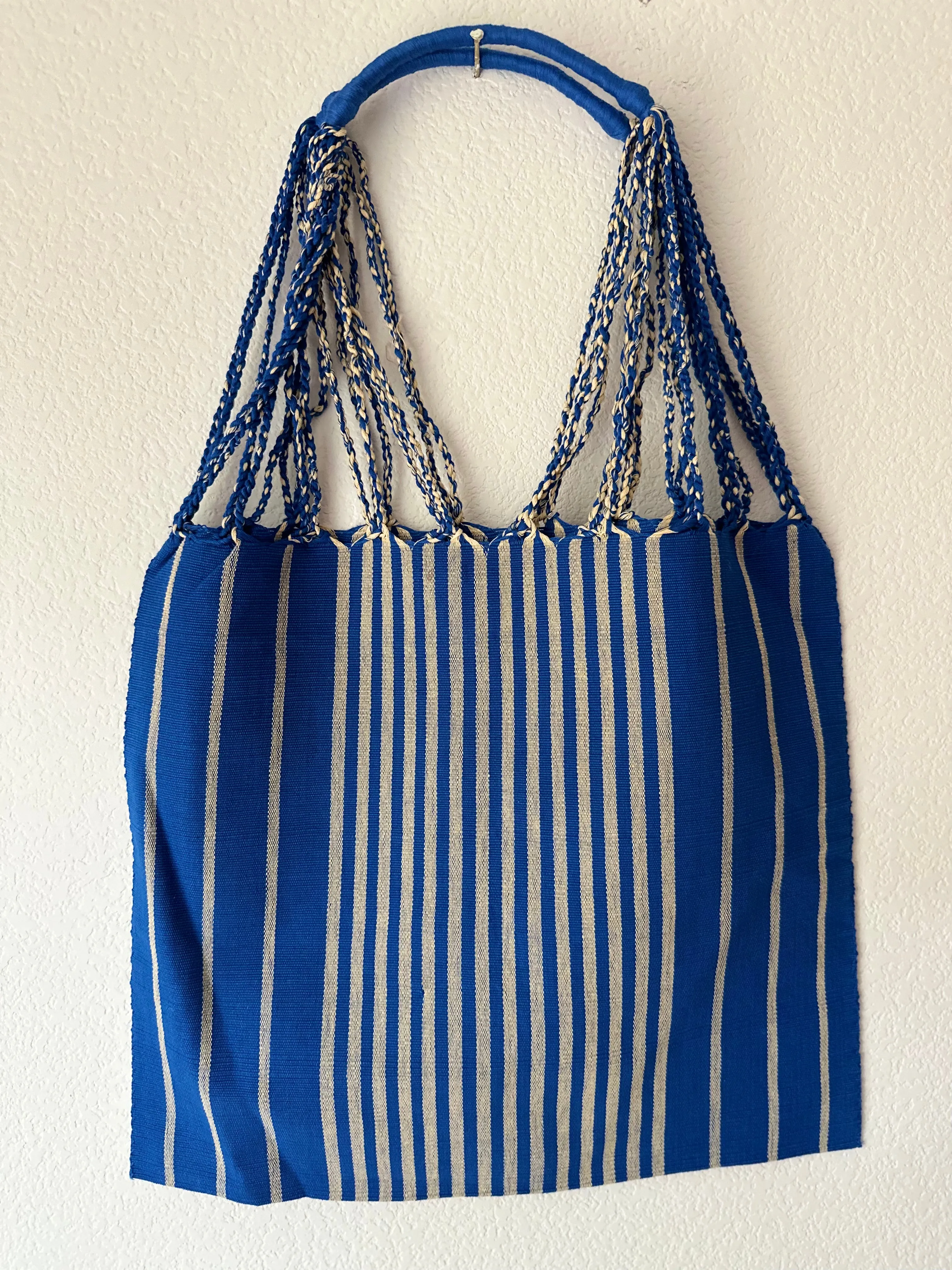Blue and Cream Loom Tote Bag