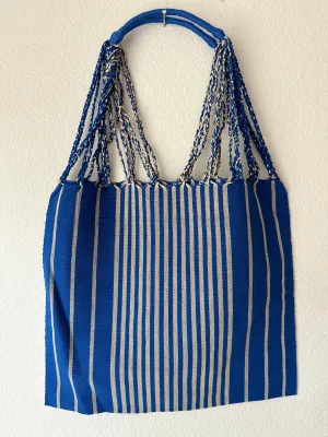 Blue and Cream Loom Tote Bag