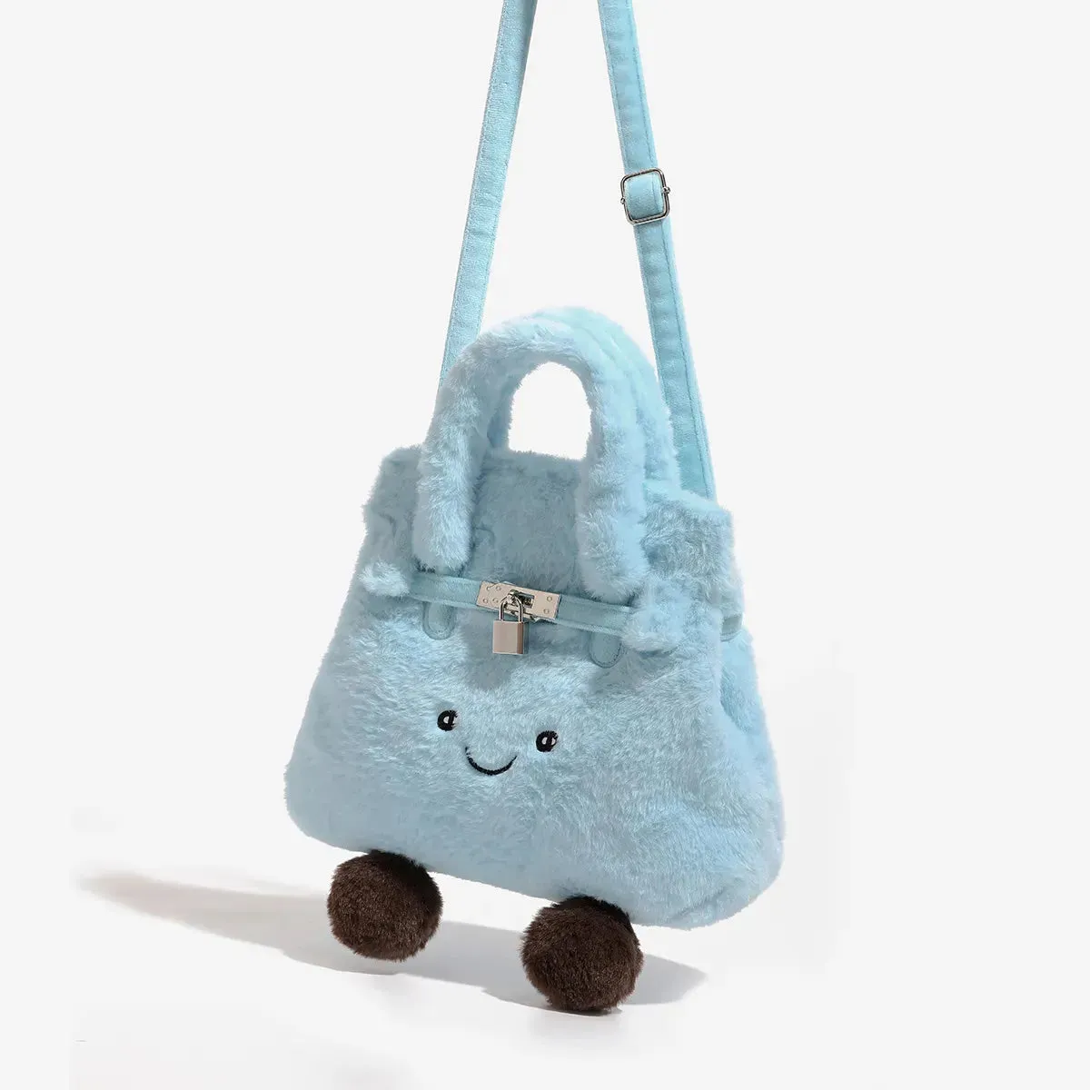 Blue Fuzzy Feels Kawaii Plush Bags