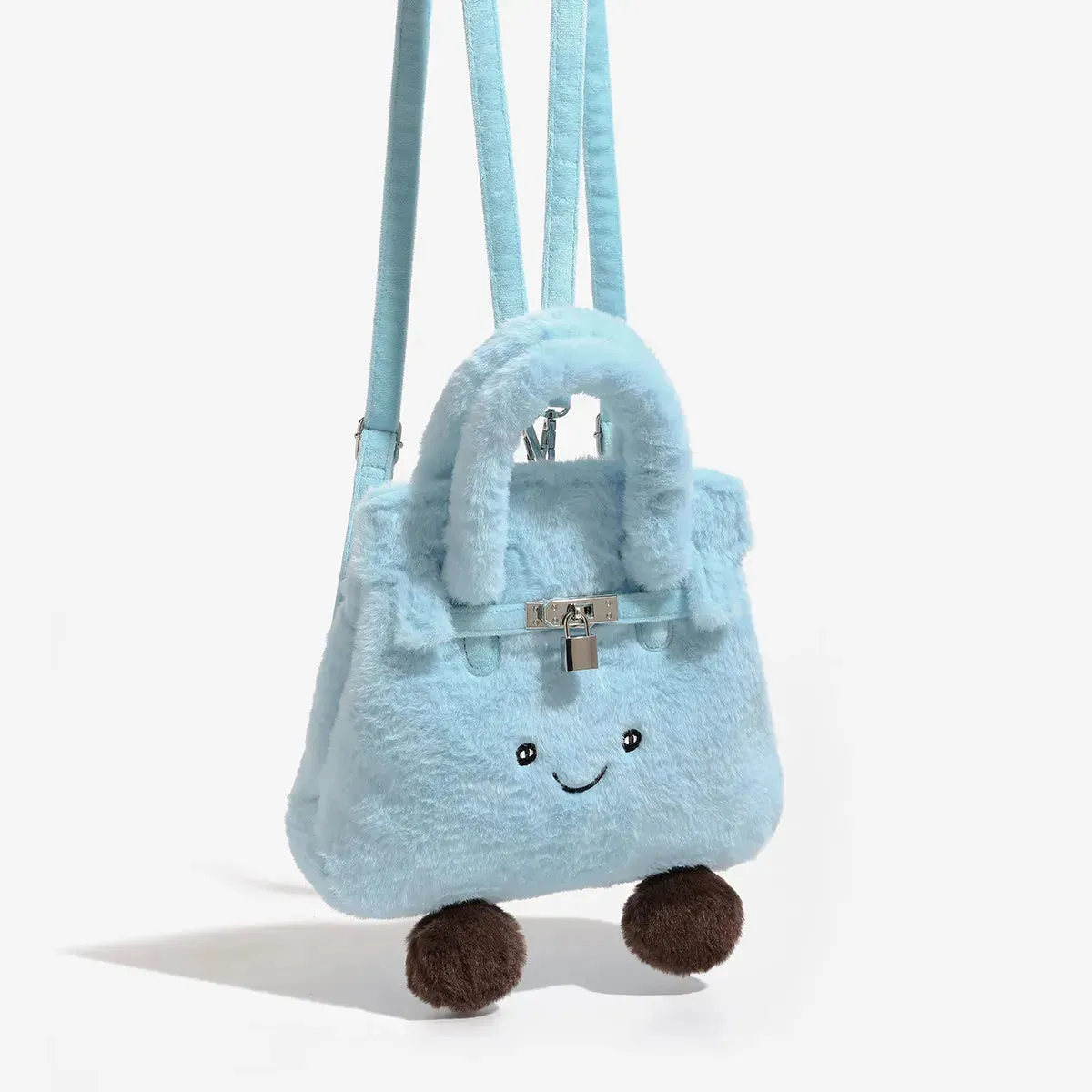 Blue Fuzzy Feels Kawaii Plush Bags