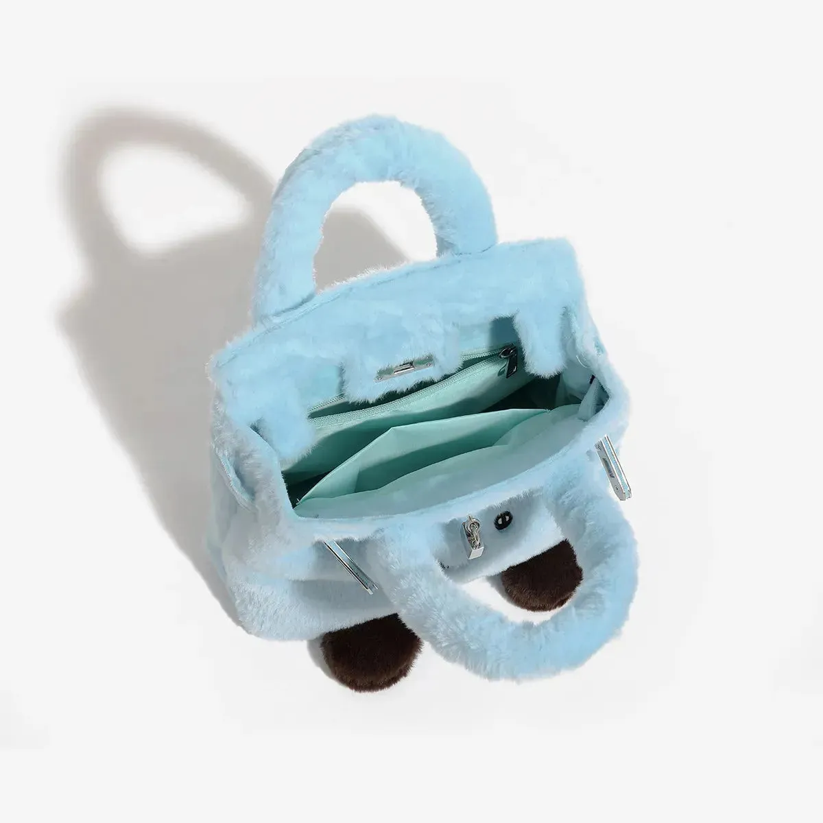 Blue Fuzzy Feels Kawaii Plush Bags