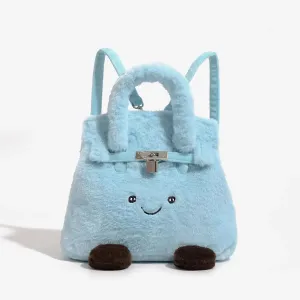 Blue Fuzzy Feels Kawaii Plush Bags