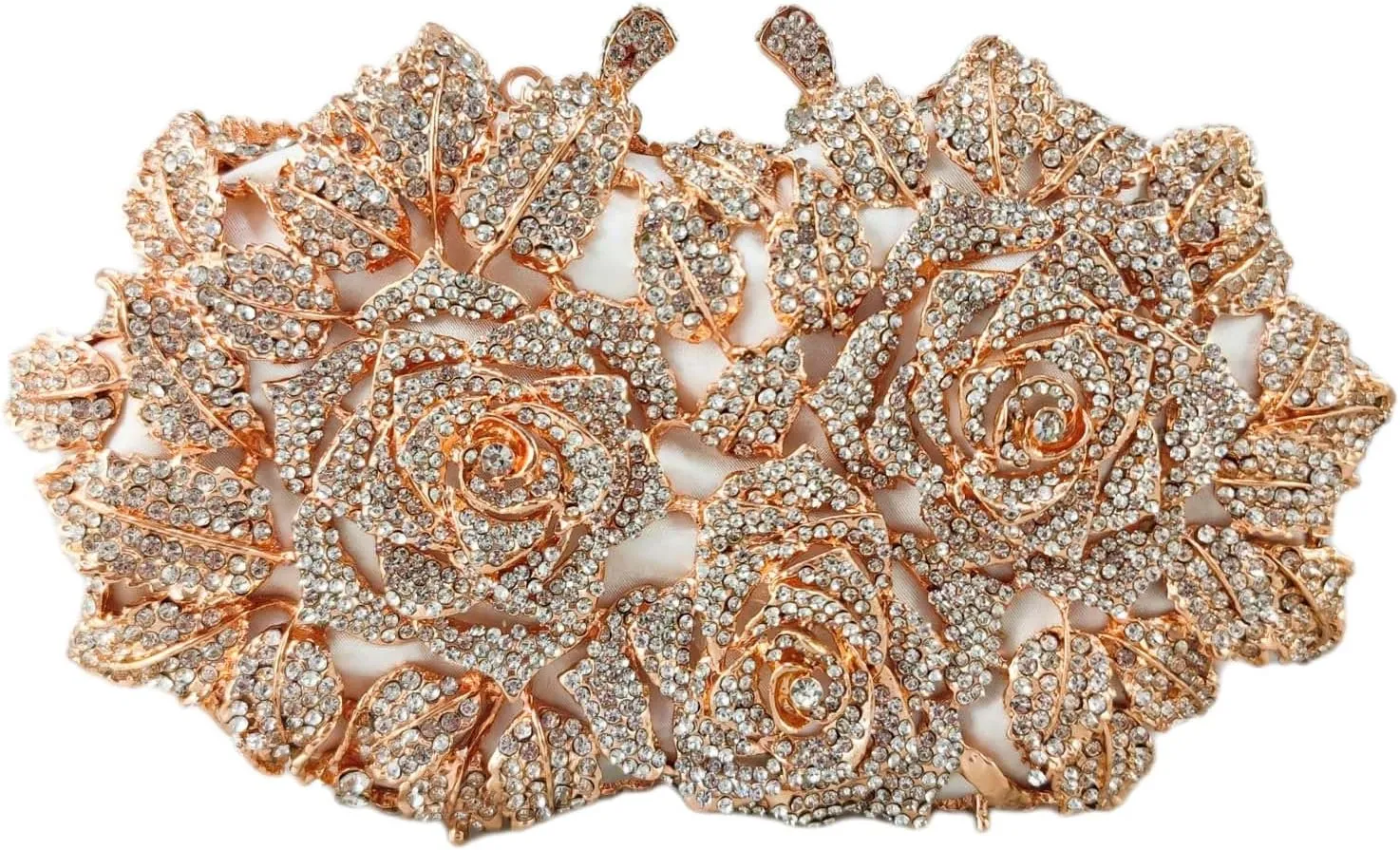 Boutique De FGG Dazzling Flower Evening Bags For Women Formal Party Rhinestone Handbags Wedding Crystal Clutch Purse,Mini