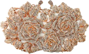 Boutique De FGG Dazzling Flower Evening Bags For Women Formal Party Rhinestone Handbags Wedding Crystal Clutch Purse,Mini